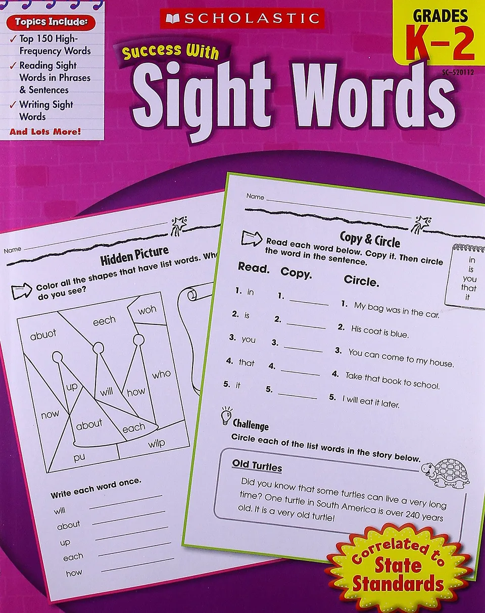Scholastic Success With Sight Words